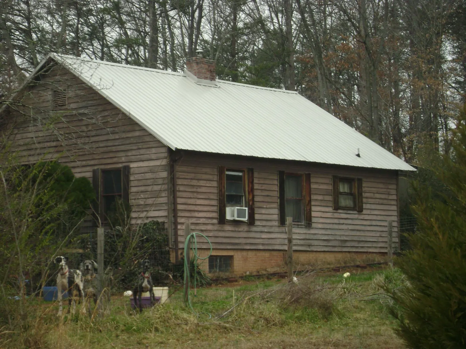 White metal roof on an old wood sided farmhouse, from a Asphalt Shingle Roof Repair job in Moodus
